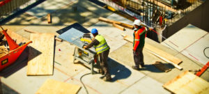 Photo of construction workers on a building site